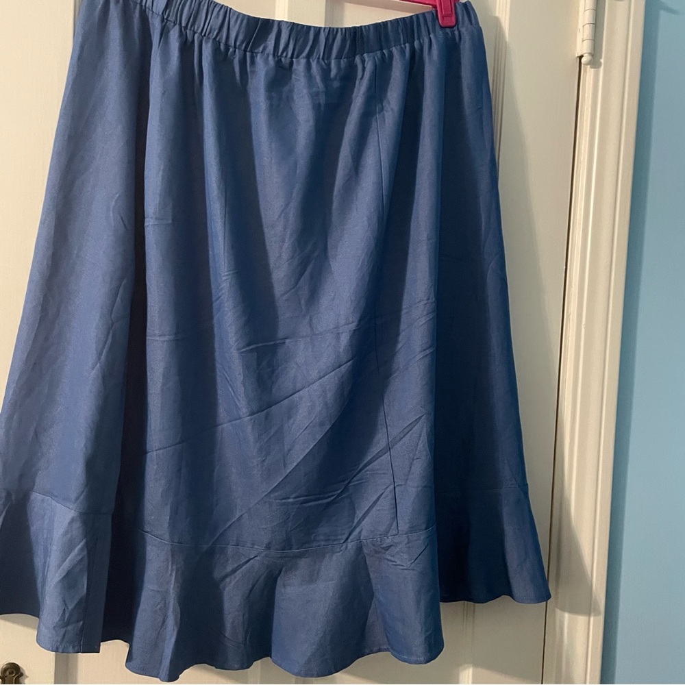 Classic Blue Circle Skirt with Elastic Waist - Picture 1 of 2